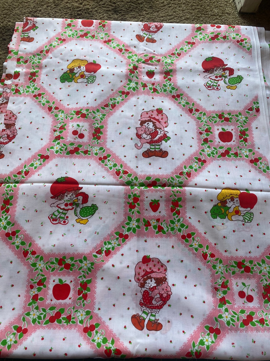 1/2 Yd Vintage Strawberry Shortcake Fabric Print Springs Mills Etsy