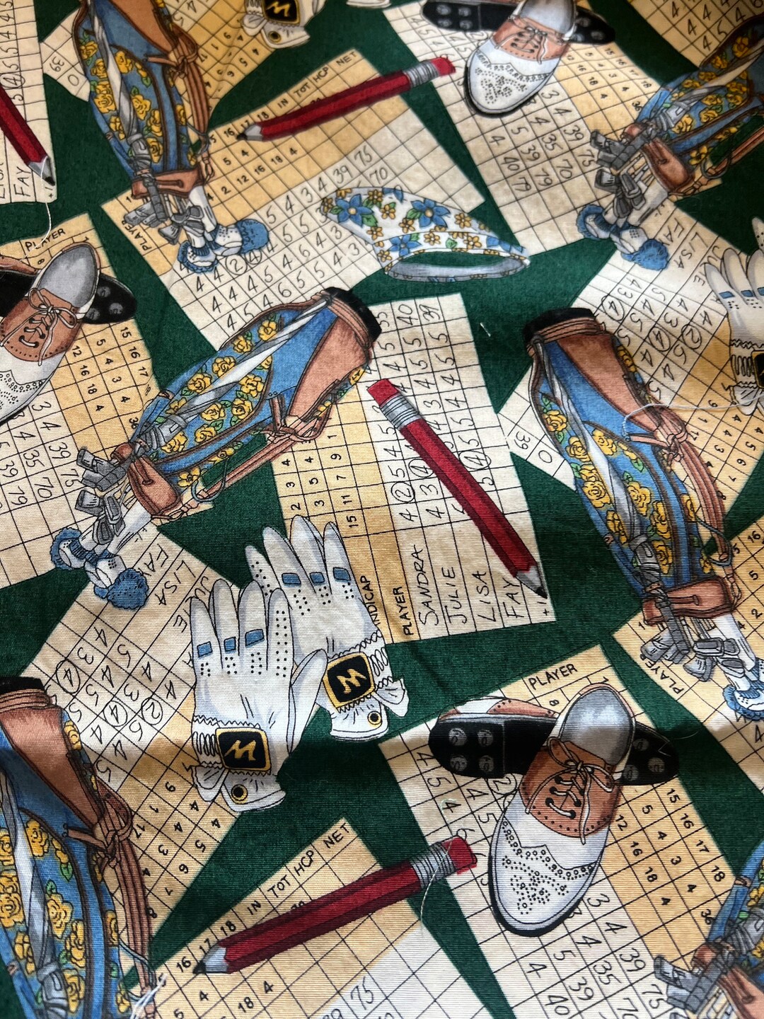 Fat Quarter Vintage Allover Golf Theme Cotton Fabric Etsy