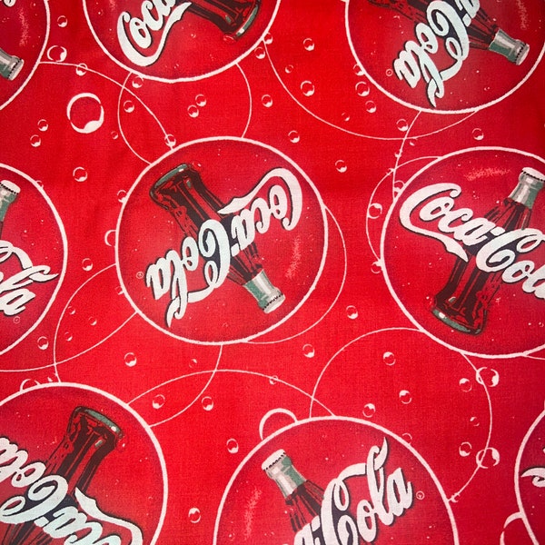 Fat Quarter  Allover Coca Cola Coke Print by Spectrix Cotton Fabric