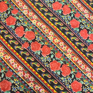 1/2 yd Vintage 1970’s Paisley Rose  Print Cotton Fabric by VIP Cranston