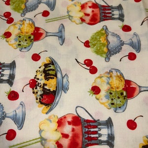Fat Quarter Michael Miller “Sundaes” Allover Retro Ice Cream Print Cotton Fabric