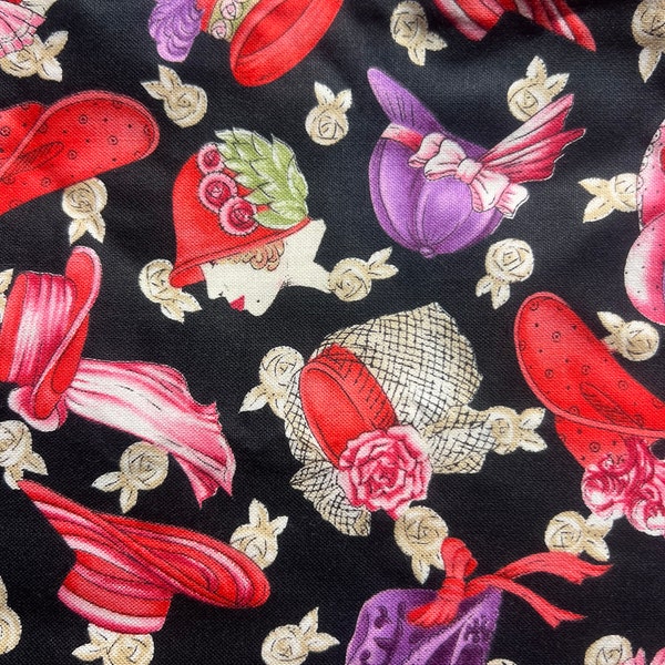 1/2 yd Rare Red Hat Society Print Cotton Fabric by R.E.D international