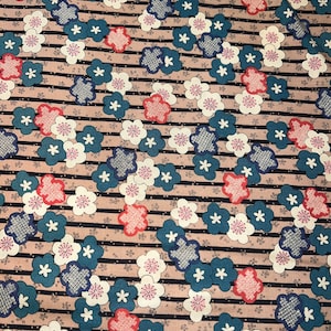 1/2 Yd  Vintage 2005 Alexander Henry Ume Stripe Floral Asian Print Cotton Fabric