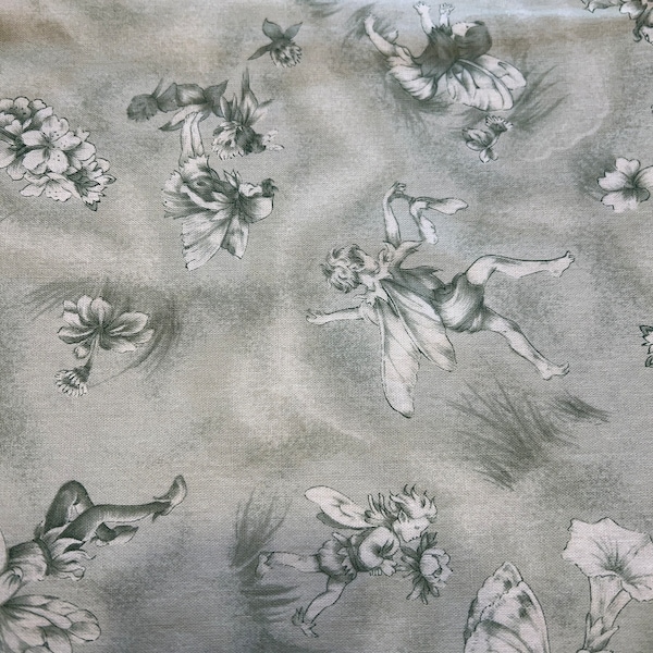 1/2 Yd All Over “Flower Fairies” Cicely Mary Barker Allover Floral Print Cotton Fabric for Rose & Hubble