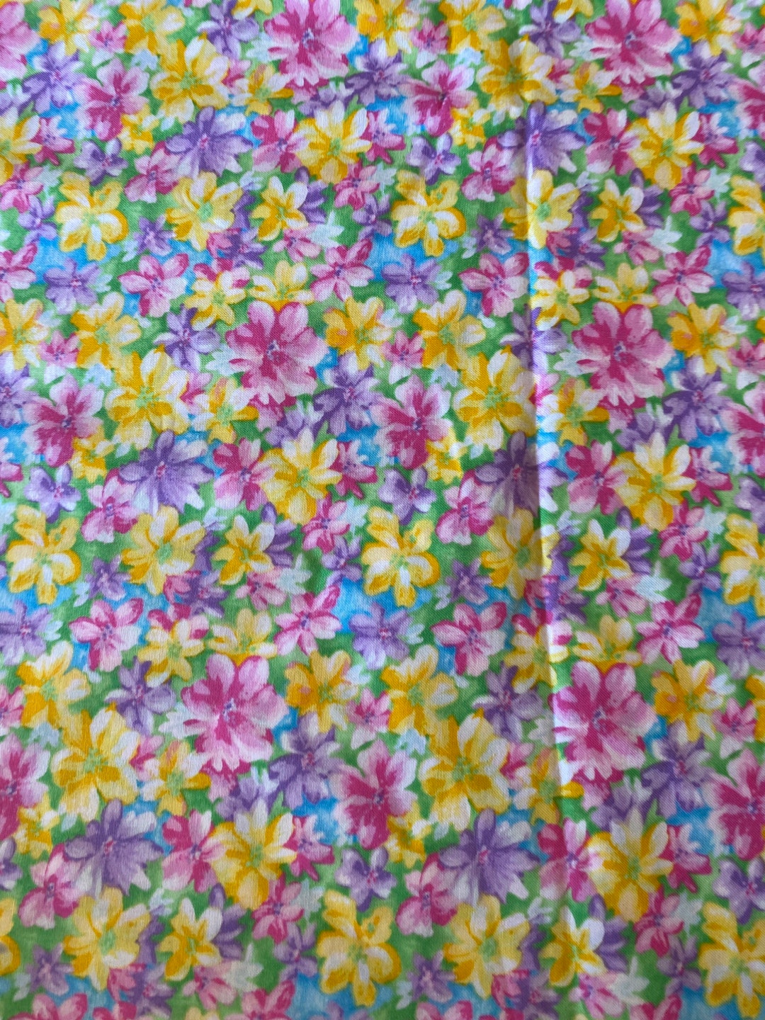 1/2 Yd Pink Yellow & Purple Floral by Joanns Cotton Fabric Etsy UK