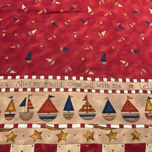 1/2 yd KP Kids & Co Double Border Sailboat Print  Fabric by SSI Cotton Fabric