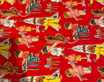 1/2 Yd Michael Miller “You Go Girl” Retro Kids Cotton Fabric