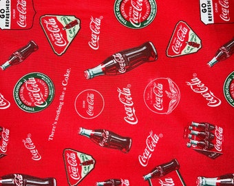 Fat Quarter  Allover Coca Cola Coke Print by Sykel Cotton Fabric