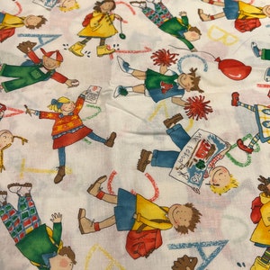 1/2 Yd Vintage 1997 Alexander Henry “Elementary ” School Kids Print  Cotton Fabric