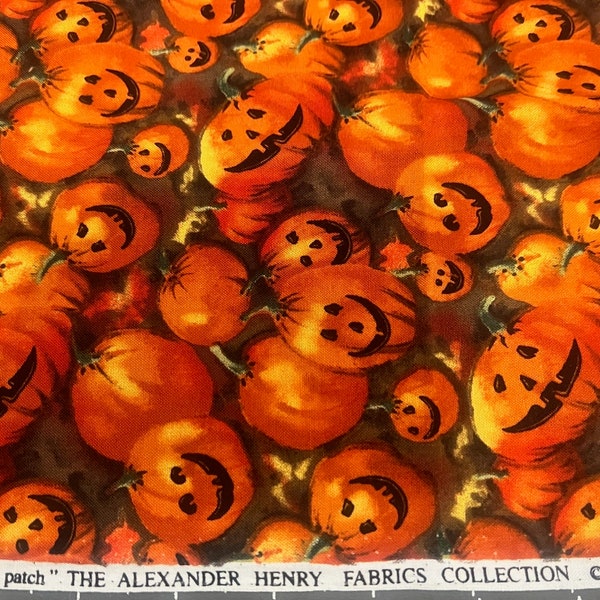1/2 Yd Vintage 1999 Alexander Henry “ Pumpkin Patch” Halloween Cotton Fabric