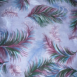 1/2 Yd Vintage Allover Feather Print Cotton Fabric
