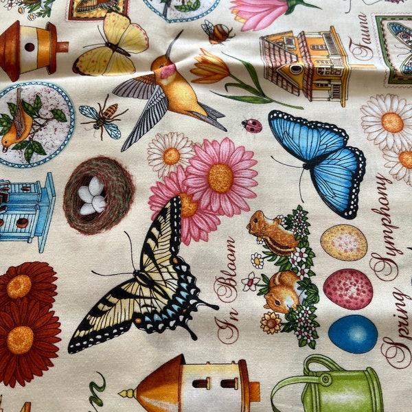 18” Spring Symmetry Garden Theme Print Cotton Fabric for RJR Fabrics