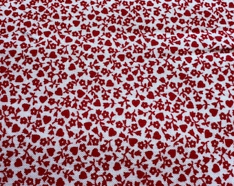 1/2 Yd Vintage Allover Small Heart Floral Print Cotton Fabric by Cranston Print Works