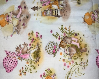 1/2 Yd Vintage Holly Hobbie Cotton Fabric by Manes Co