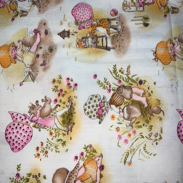 1/2 Yd Vintage Holly Hobbie Cotton Fabric by Manes Co