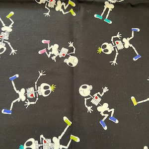 1/2 yd Skeletoons Glow in the Dark Halloween Print Cotton Fabric by Mark Hordyszynski for Blank Quilting Corp