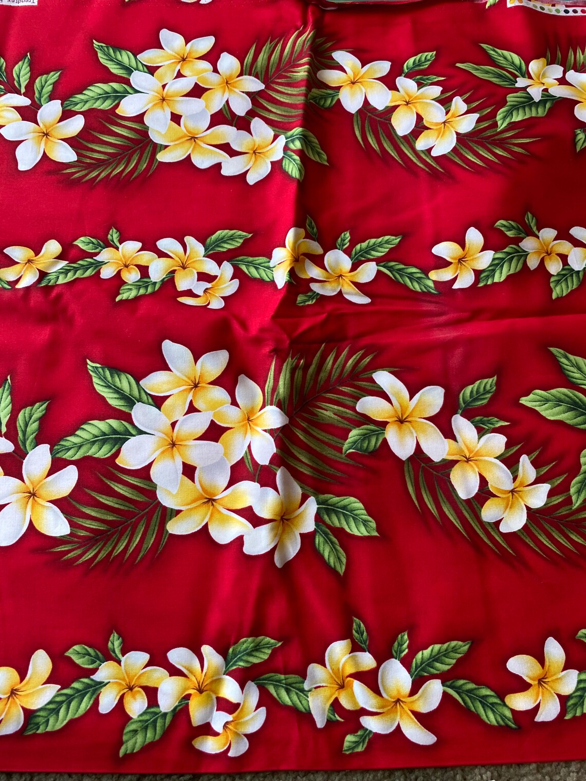 1/2 Yd Tropical Plumeria Flower Hawaiian Print Cotton Fabric Etsy