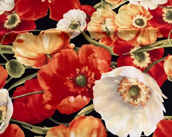 1/2 yd “Poppy Love” Large Floral Print Cotton Fabric for Wilmington Prints