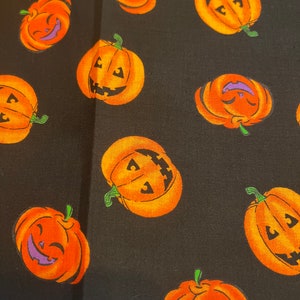 22” Vintage Allover Halloween Kürbis Print Baumwollstoff