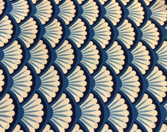 1/2 Yd Michael Miller "Fan Dance" Allover Shell Print Katoenen Stof