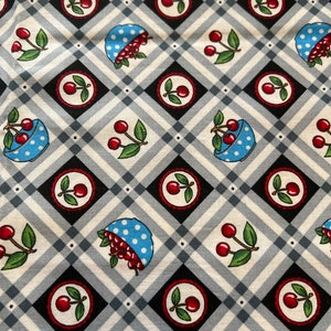 FAT QUARTER Mary Engelbreit Checkered Cherries Cotton Quilt Fabric