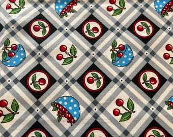 FAT QUARTER Mary Engelbreit Checkered Cherries Cotton Quilt Fabric