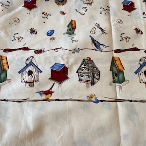 1/2 Yd Vintage Phillip de Leon Alexander Henry “Birdhouses” Border Cotton Fabric