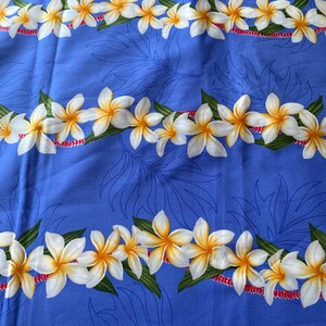 1/2 Yd Tropical Plumeria Blumen Hawaii Print Baumwollstoff von Trendtex