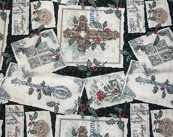 1/2 Yd “ Religious Cross Print Cotton Fabric