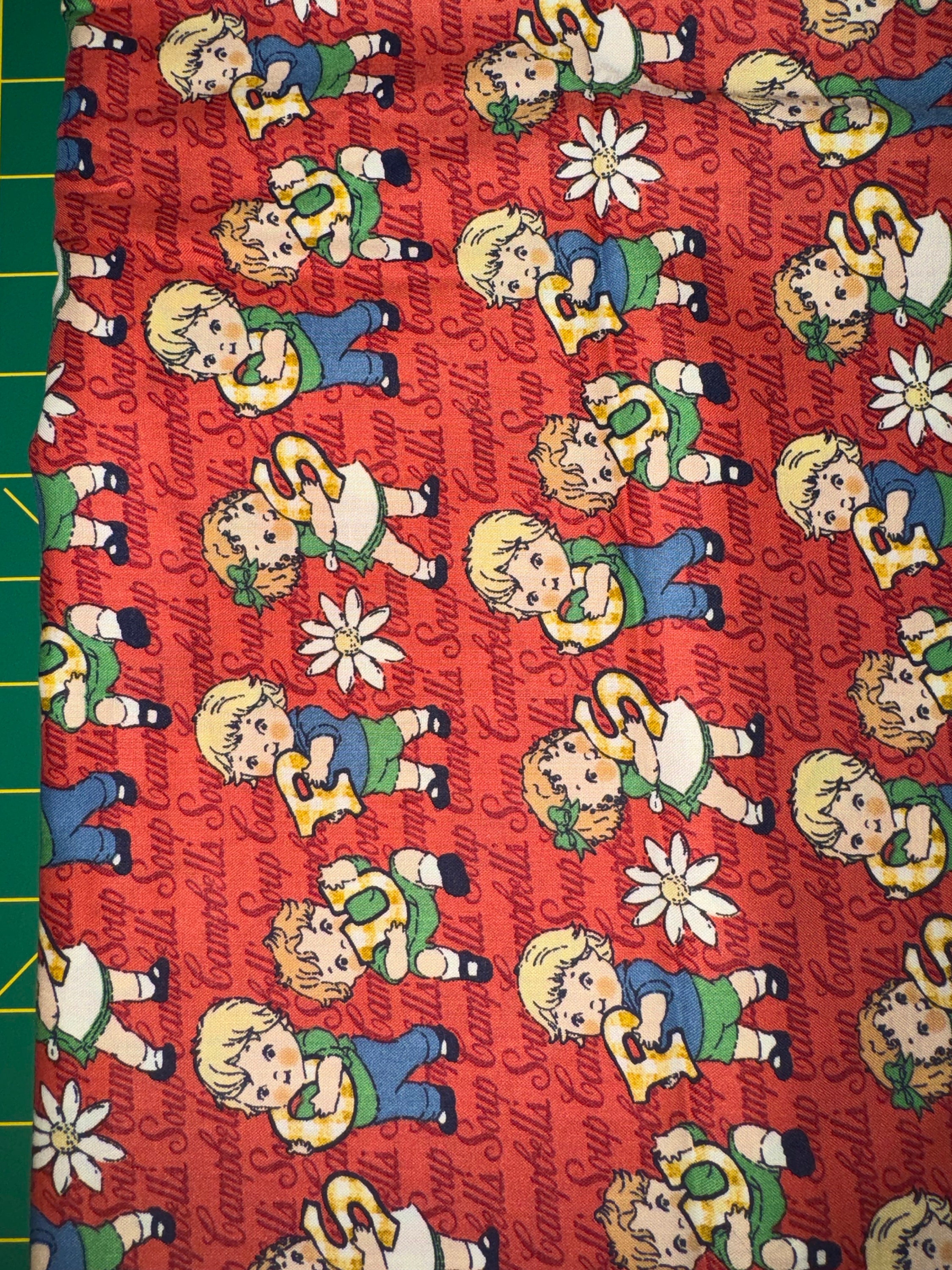 見事な創造力 1/2 Yd Vintage Campbells Soup Kids Alphabet Letter Print 機械工学