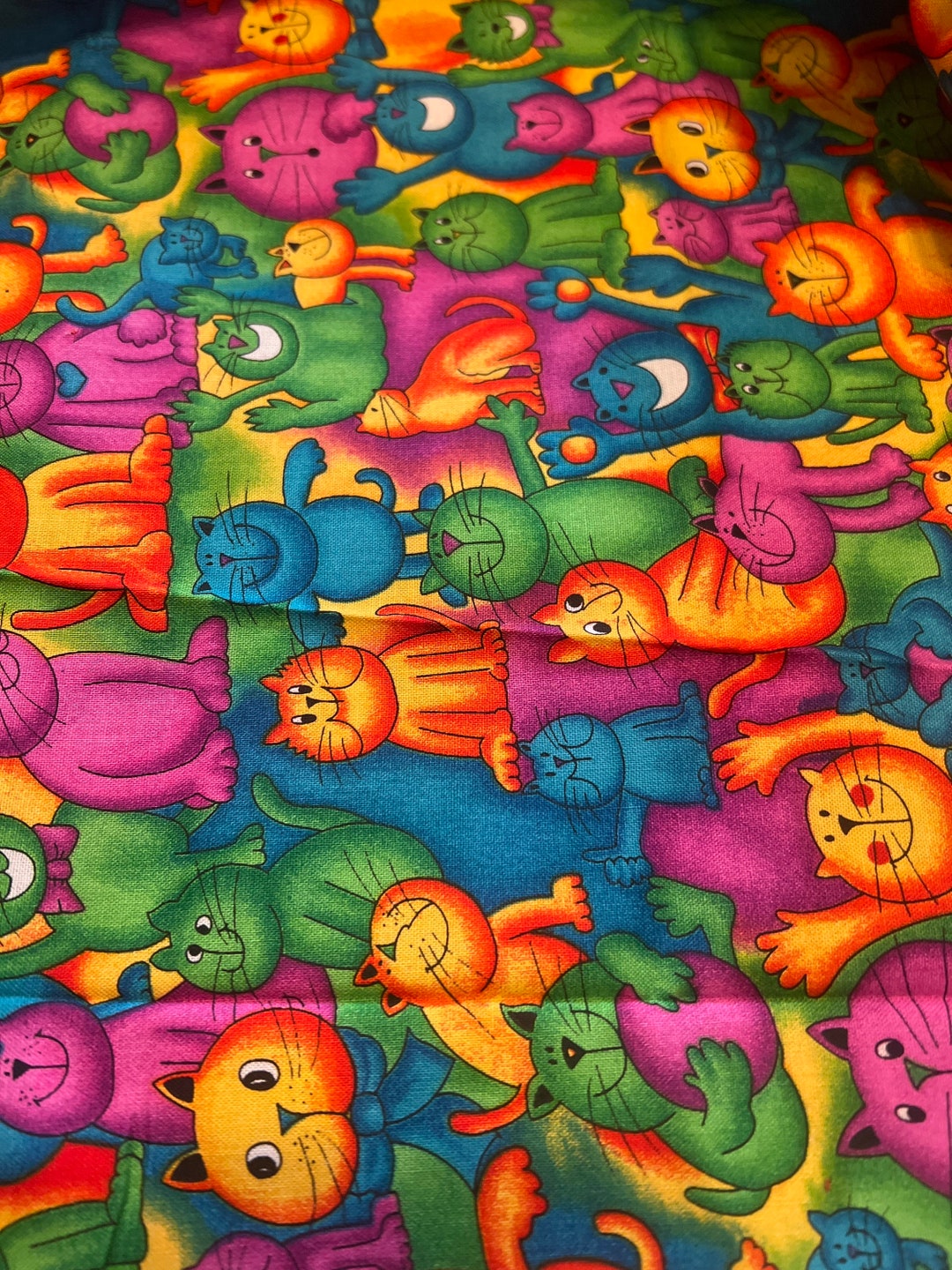 1/2 Yd silly Cat Allover Cat Print Cotton Fabric by Timeless Etsy