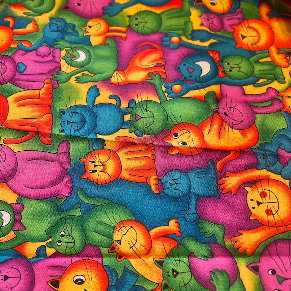 1/2 yd “Silly Cat” Allover Cat Print cotton fabric by Timeless Treasures