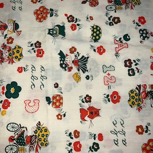 20” Vintage 1970’s  Holly Hobbie Style  Print Cotton Fabric