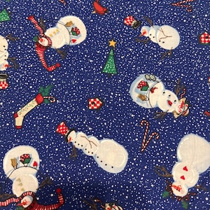1/2 Yd   Daisy Kingdom “ Peppermint Hill Allover Snowmen” Cotton Fabric