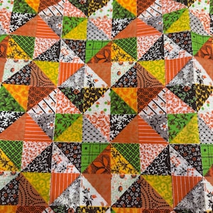 Tela de algodón con estampado de tramposos vintage de los años 70, 1/2 yarda