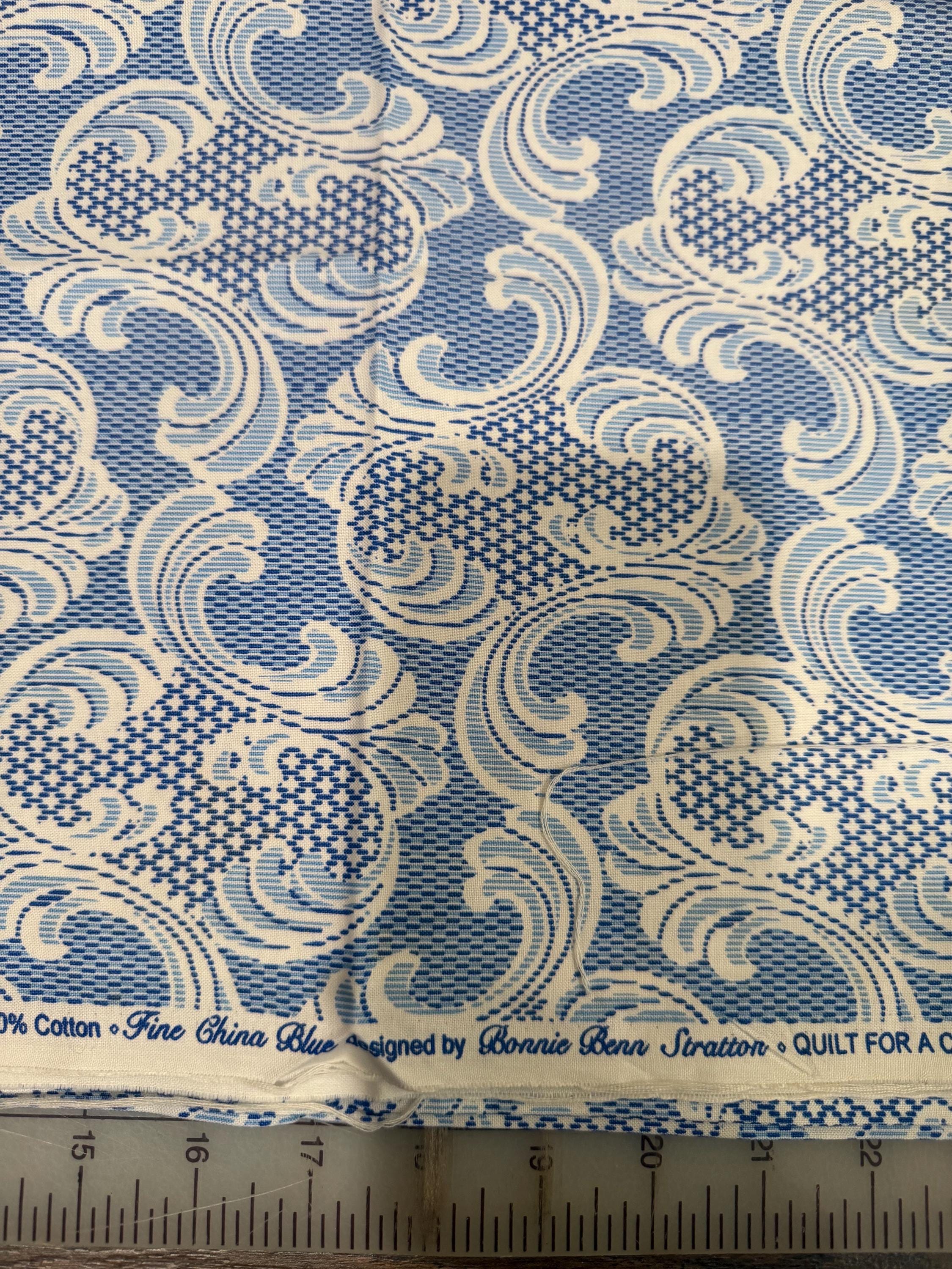 1/2 Yd “fine China Blue “ Reproduction Print by Bonnie Benn