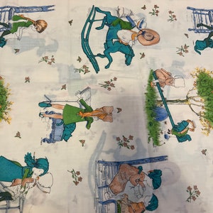 1/2 Yd Vintage Rare Holly Hobbie con animales tela de algodón