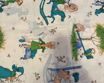 1/2 Yd Vintage Rare Holly Hobbie With Animals Cotton Fabric