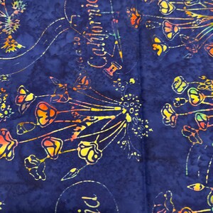 1/2 Yd Multicolored Batik Cotton Fabric