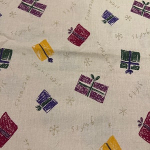 1/2 yd Vintage All over Christmas Presents Trees Cotton Fabric