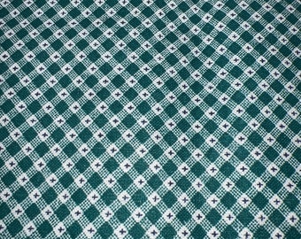 1/2 Yd Vintage Kleiner Grün Kariert Baumwollstoff