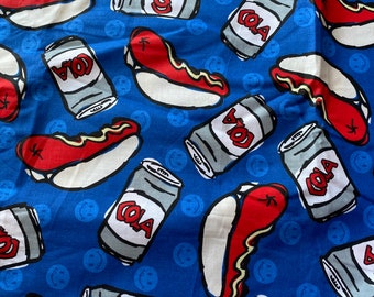 1/2 Yd Vintage Joe Boxer Soda & Hot Dog Cotton Fabric