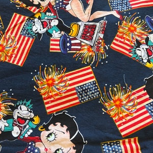 Fat Quarter Betty Boop & Felix the Cat USA Patriotic Print Cotton Fabric