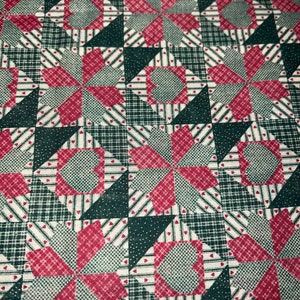 1/2 Yd Vintage Heart Star Cheater Print Tela de algodón