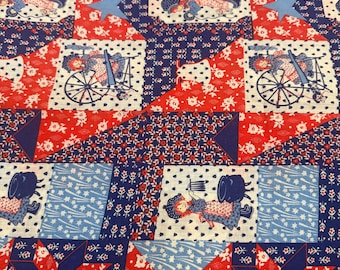 1/2 yd Vintage 1970’s  Holly Hobbie Style Cheater Print Cotton Fabric