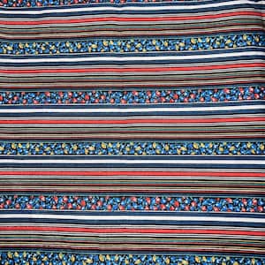1/2 yd Vintage  Floral Stripe calico Lightweight Cotton Fabric