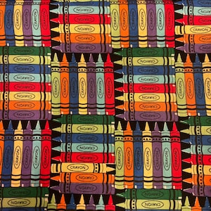 17” All over  Colorful Crayons School Print Cotton Fabric
