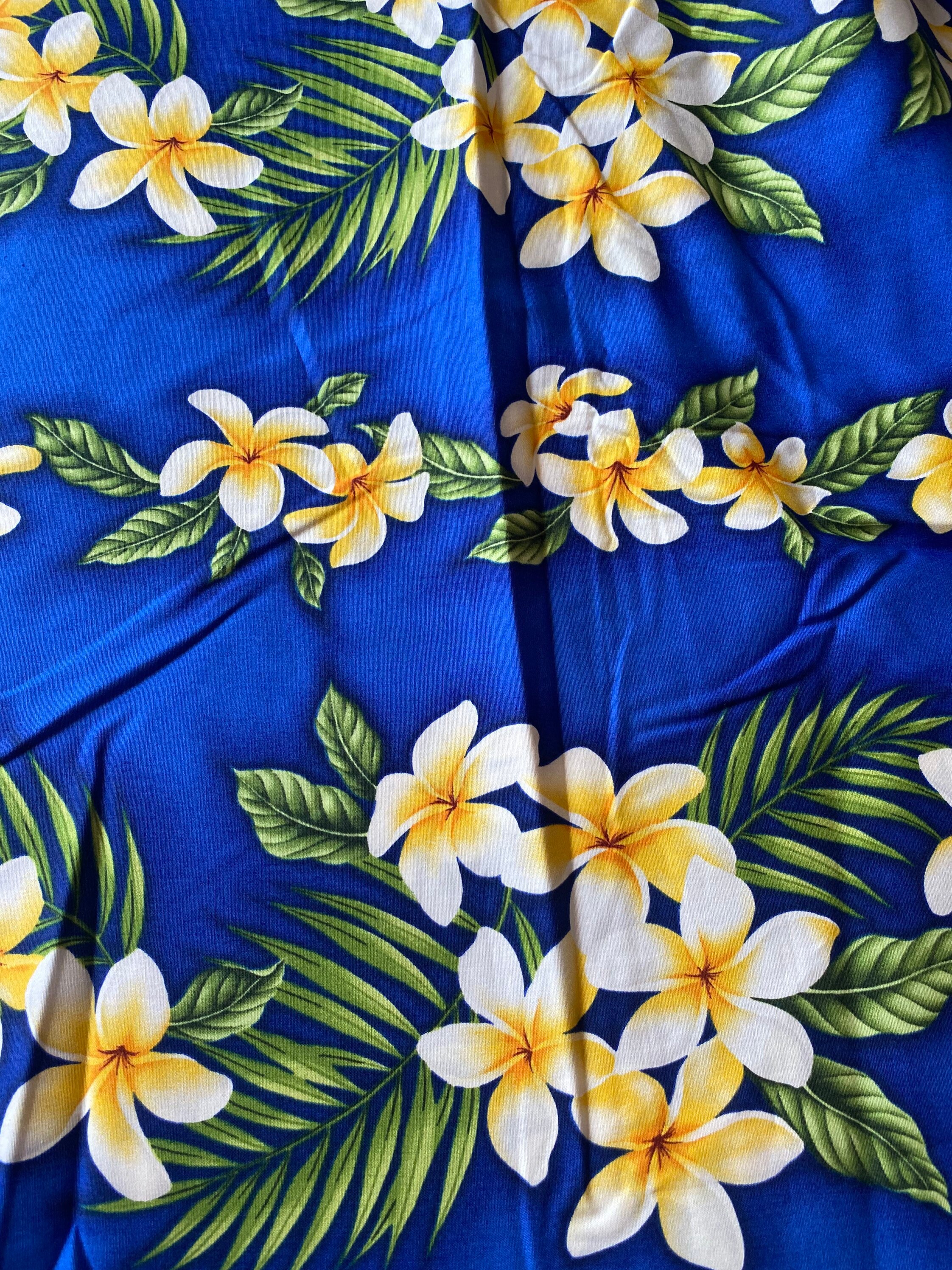1/2 Yd Tropical Plumeria Flower Hawaiian Print Cotton Fabric Etsy