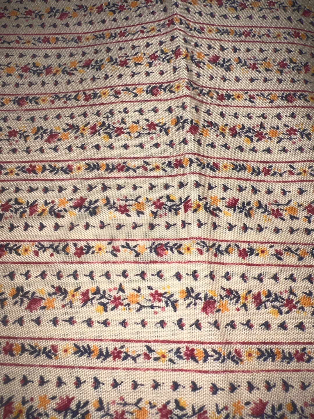 1/2 Yd Vintage Floral Stripe Print Lightweight Cotton Fabric by Manes