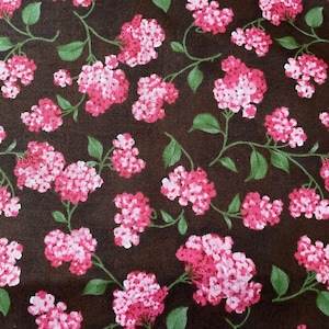 1/2 yd Pink Floral on Brown  by Joann’s Cotton Fabric
